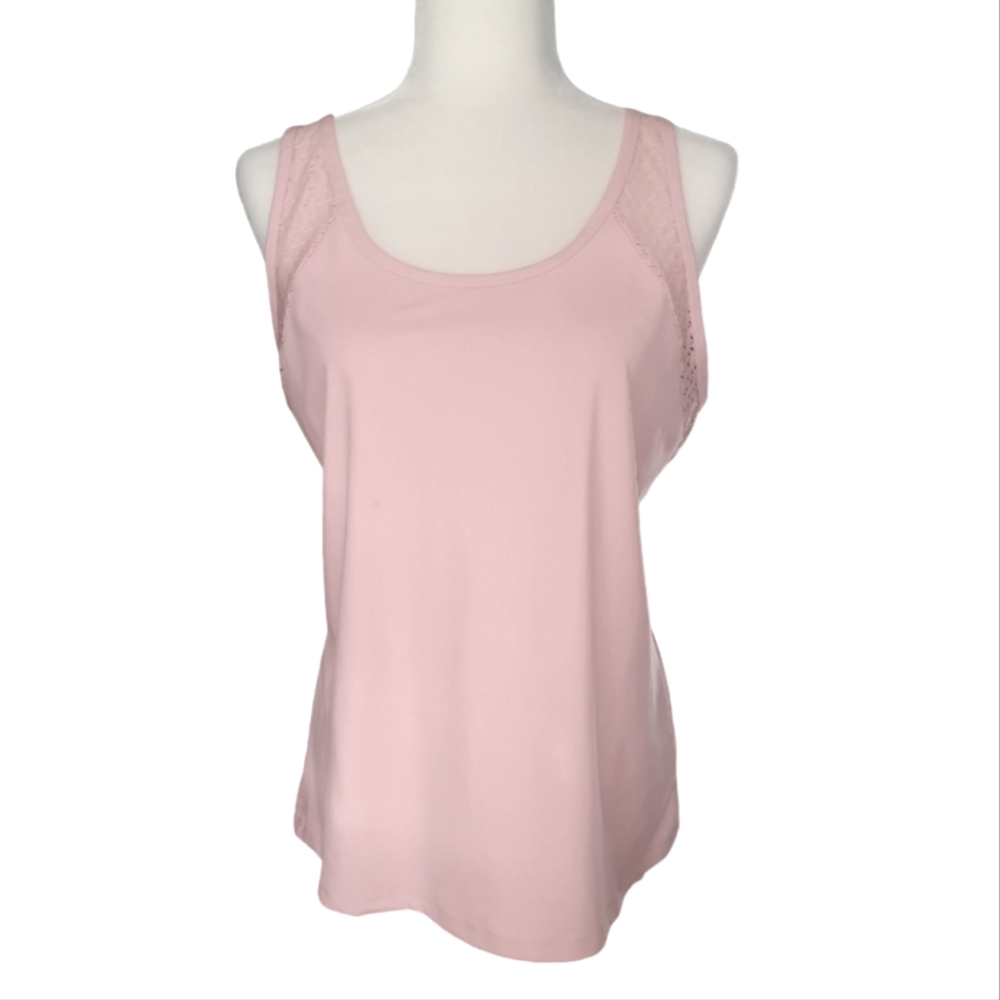 Fabletics Demi lace wrap-back wicking pink tank size large 10-12